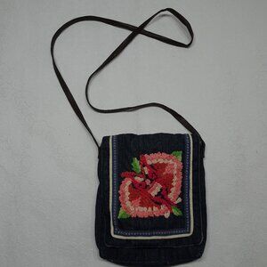 Lucky Brand Boho Denim Embroidered Crossbody Handbag